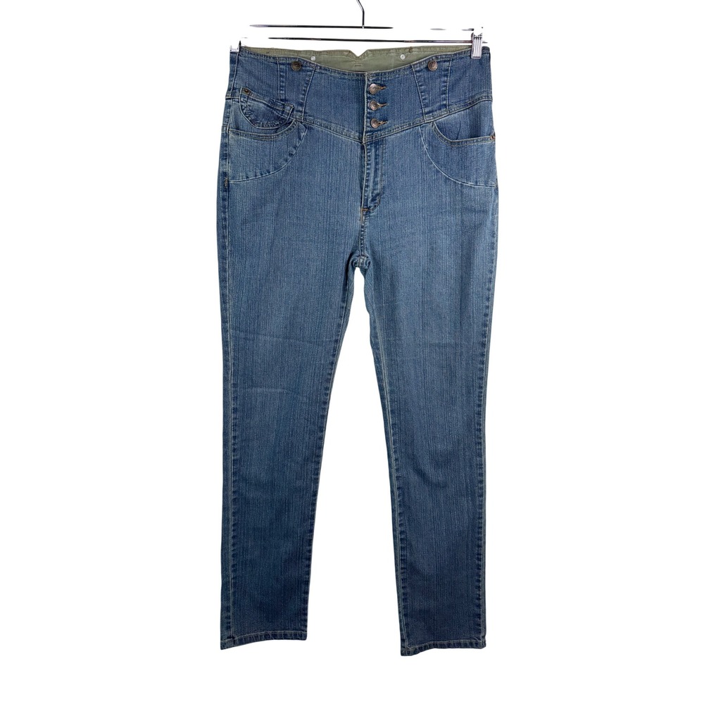NEESO JEANS sz 15/16‎ High Waisted Button Fly straight leg croset jeans retro